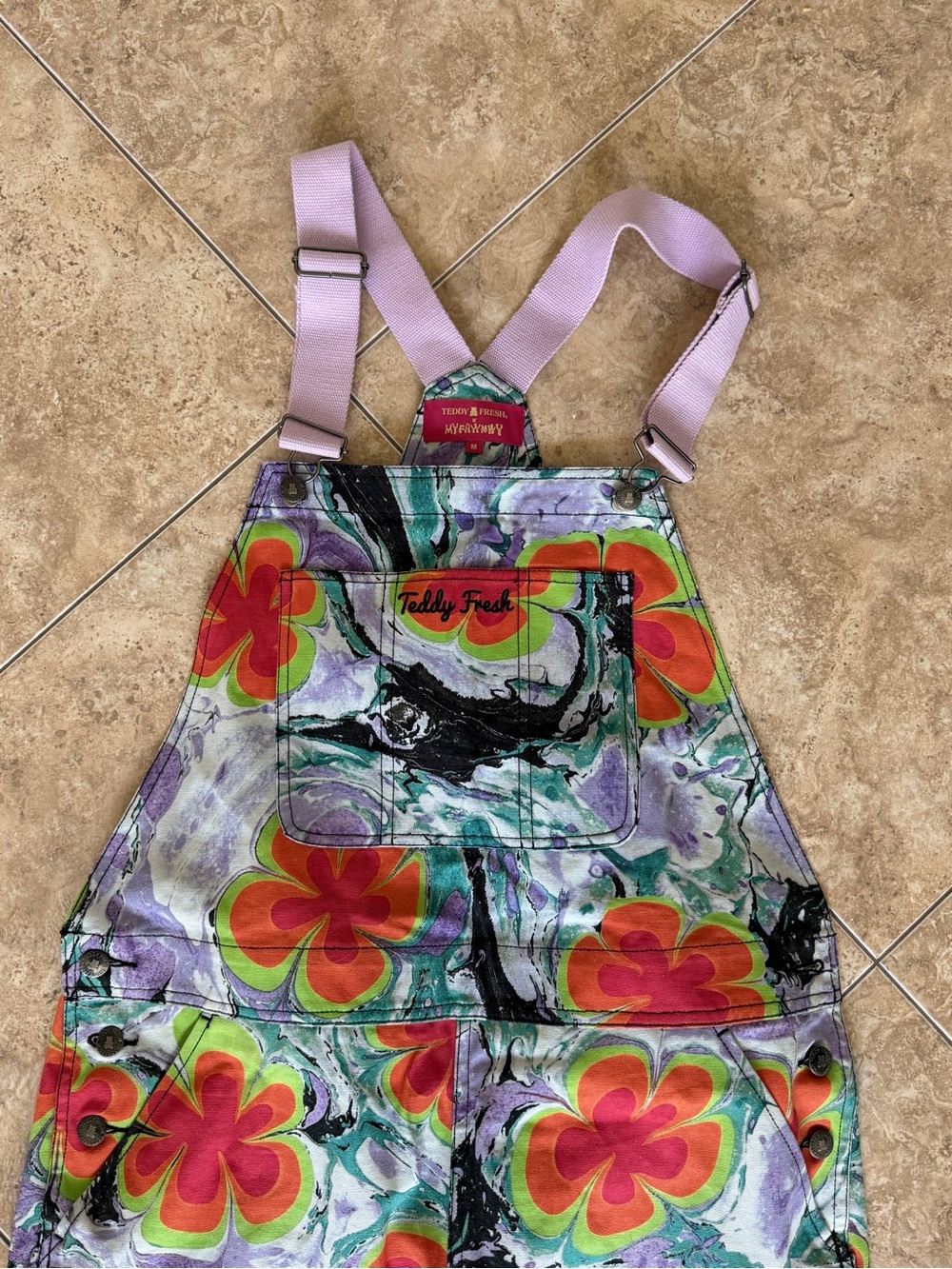 Teddy Fresh Kids Lavender Floral Overalls